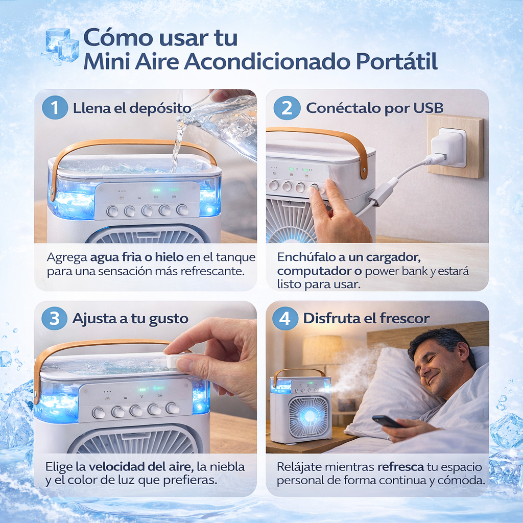 Ventilador Aqua Pro –Aire Más Fresco y Confortable Al Instante 🧊💧😊