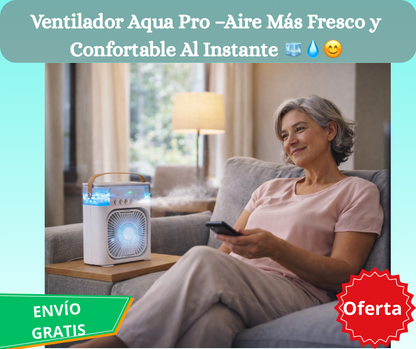 Ventilador Aqua Pro –Aire Más Fresco y Confortable Al Instante 🧊💧😊