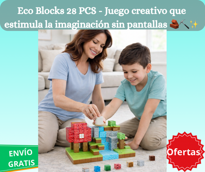 Eco Blocks 28 PCS - Juego creativo que estimula la imaginación sin pantallas 🧱⛏️✨