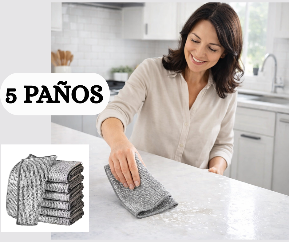 Paños Metálicos Multiuso de Limpieza 5Pc